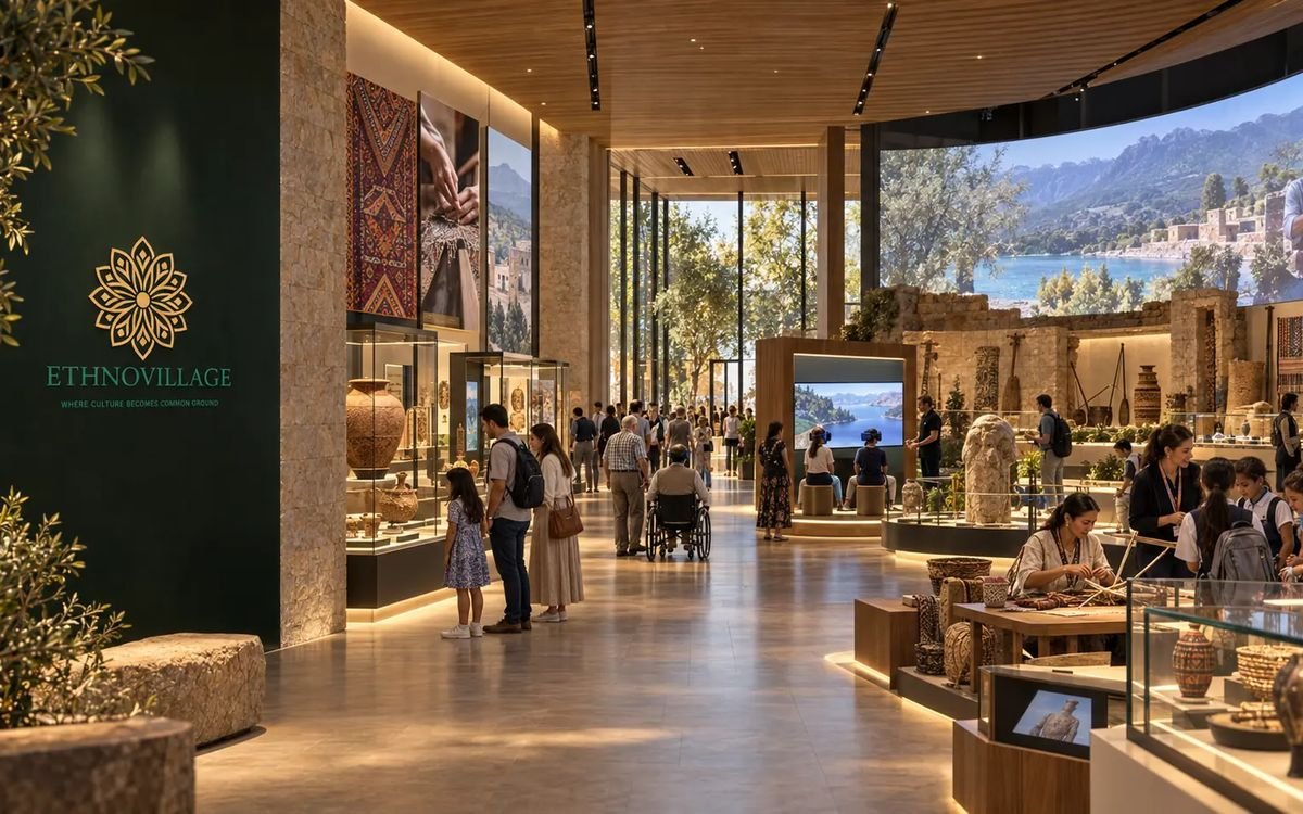 Immersive museum with cultural displays and digital storytelling